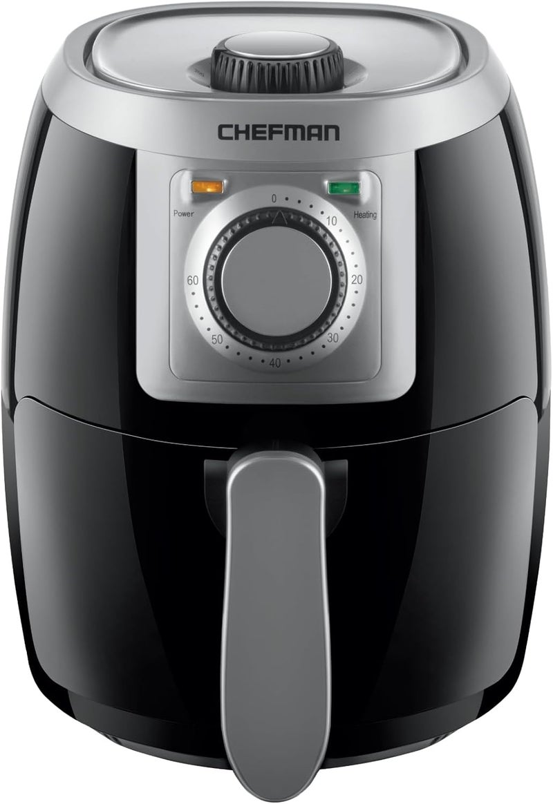 Chefman Small, Compact Air Fryer Healthy Cooking, 2 Qt, Nonstick, User Friendly and Adjustable Temperature Control w/ 60 Minute Timer & Auto Shutoff, Dishwasher Safe Basket, BPA - Free, Black - Image 1